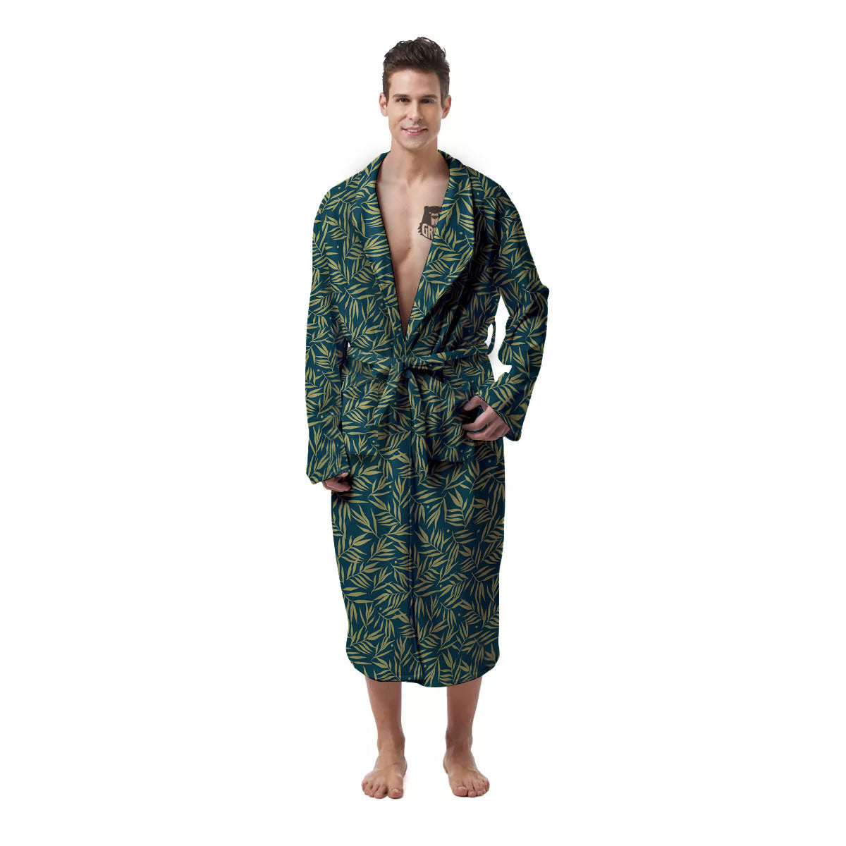 Tree Bamboo Green Print Pattern Men's Robe-grizzshop