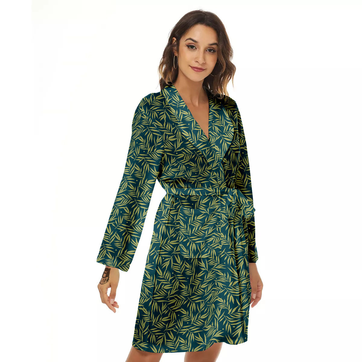 Tree Bamboo Green Print Pattern Women's Robe-grizzshop