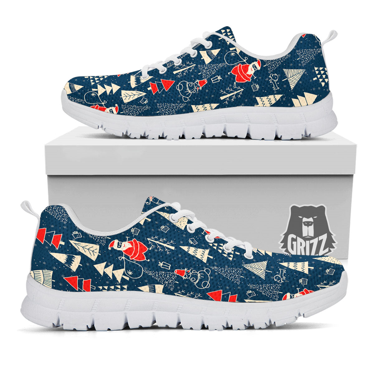 Tree Merry Christmas Print Pattern White Sneaker-grizzshop