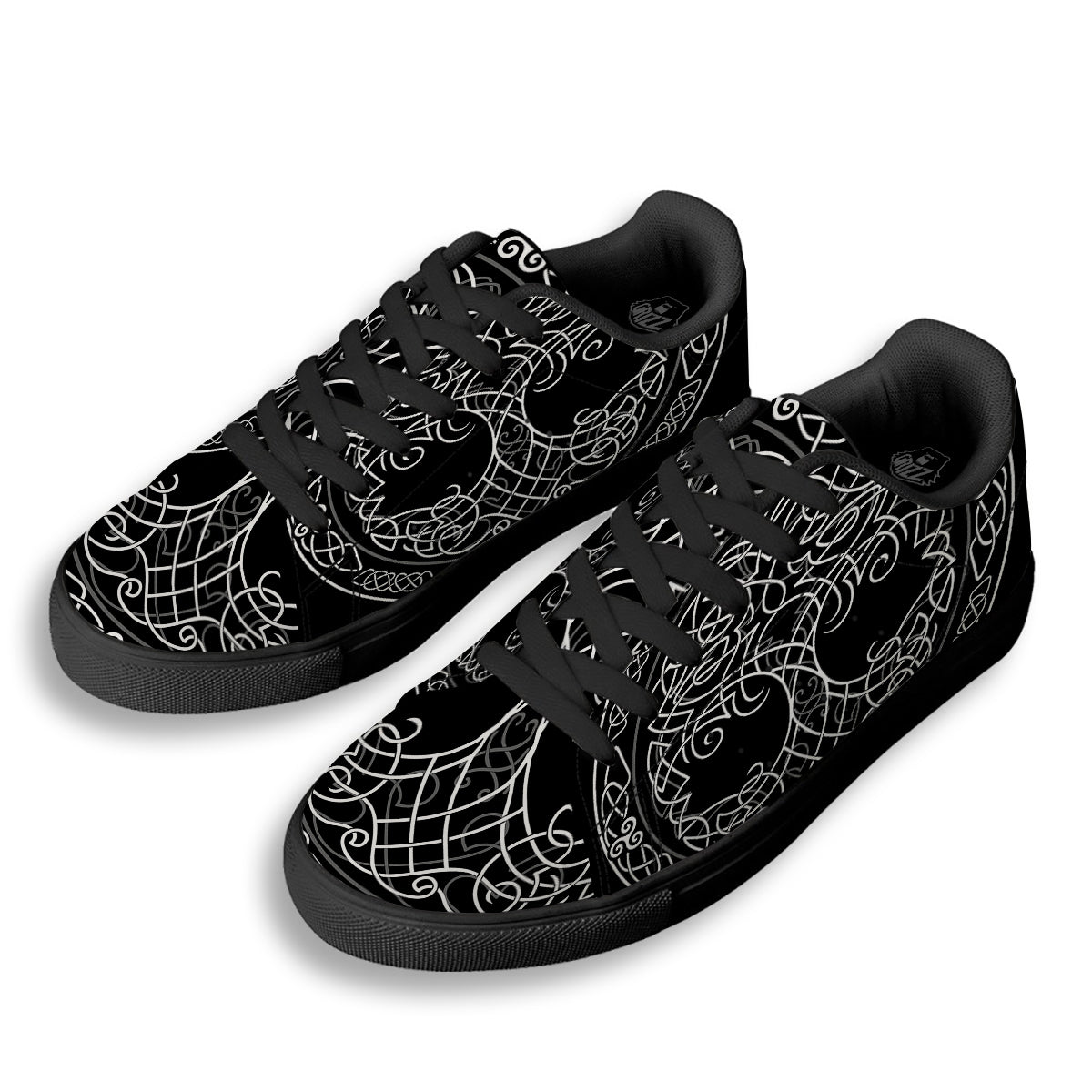 Tree Of Life Celtic Knot Print Black Low Top Sneakers-grizzshop