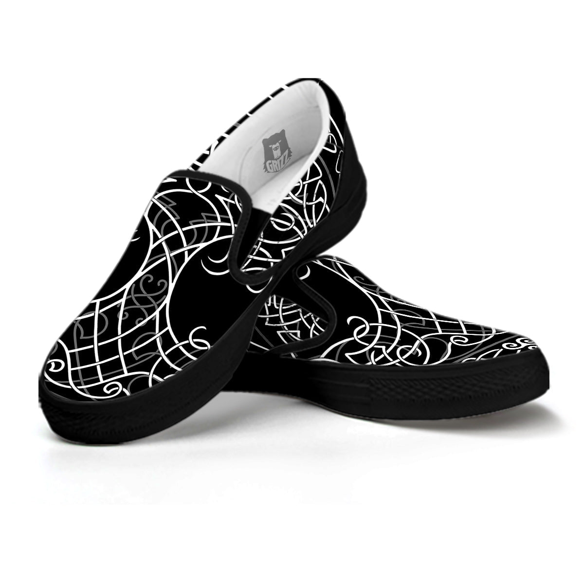 Tree Of Life Celtic Knot Print Black Slip On Shoes-grizzshop