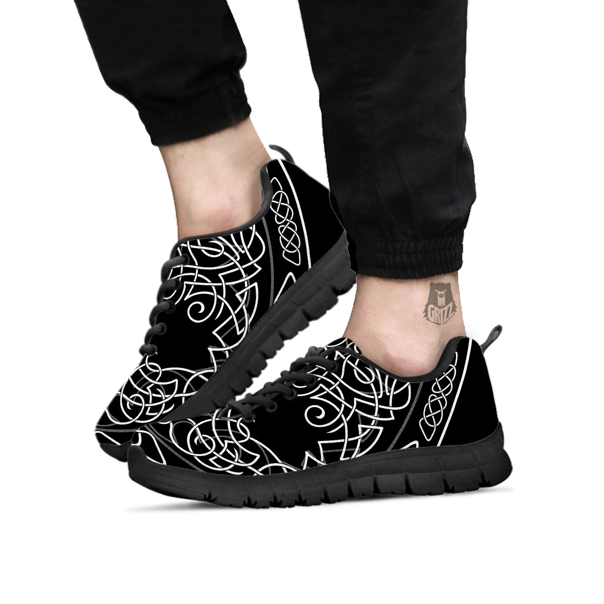 Tree Of Life Celtic Knot Print Black Sneaker-grizzshop