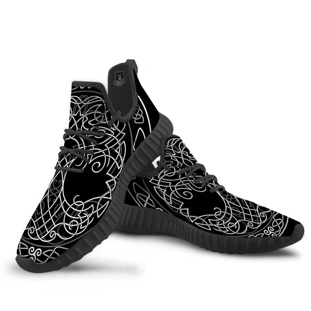 Tree Of Life Celtic Knot Print Black Walking Shoes-grizzshop
