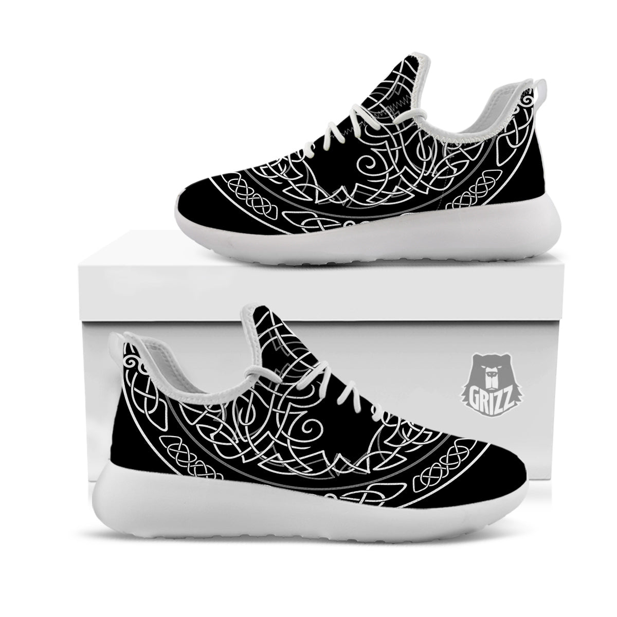 Tree Of Life Celtic Knot Print White Athletic Shoes-grizzshop