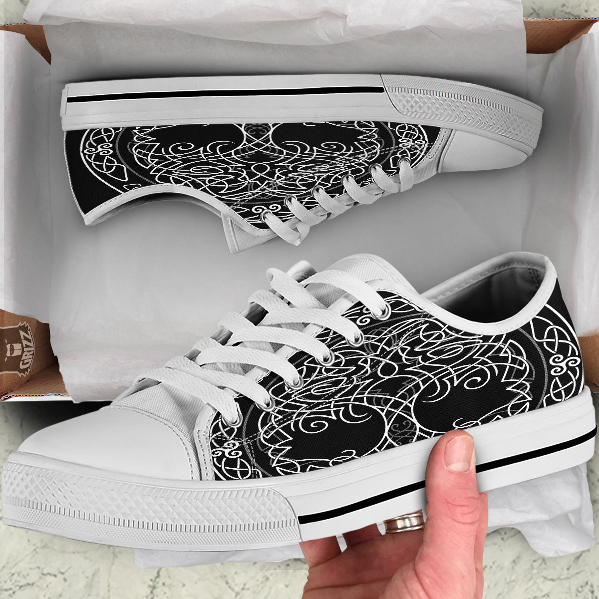 Tree Of Life Celtic Knot Print White Low Top Shoes-grizzshop