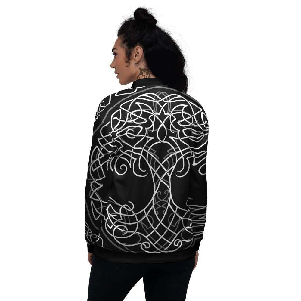 Tree Of Life Celtic Knot Print Women's Bomber Jacket-grizzshop