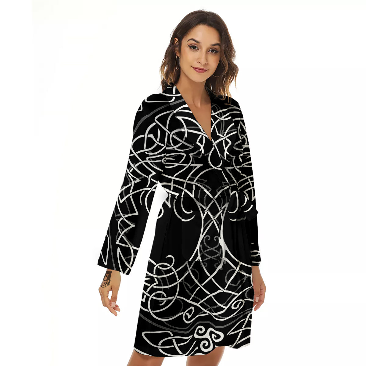 Tree Of Life Celtic Knot Print Women's Robe-grizzshop