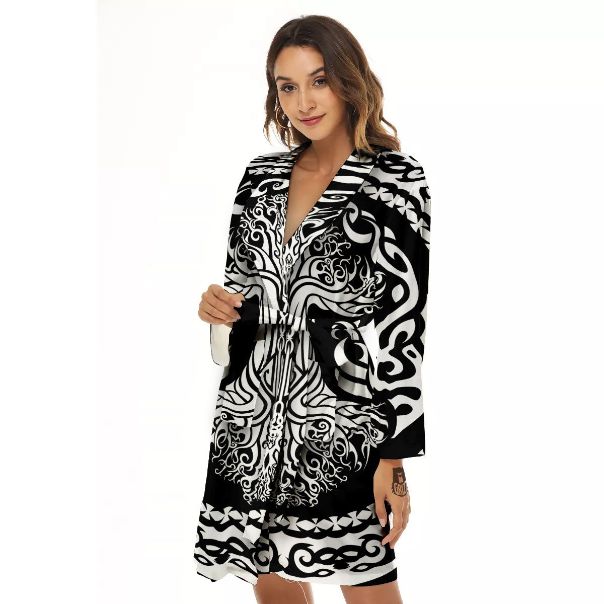 Tree Of Life Viking Print Women's Robe-grizzshop