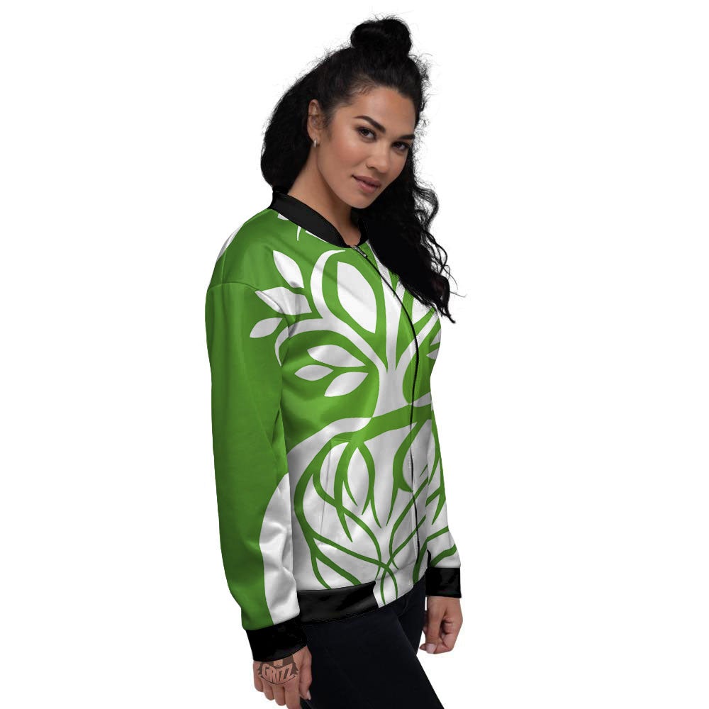 Tree Of Life Yin Yang Print Women's Bomber Jacket-grizzshop