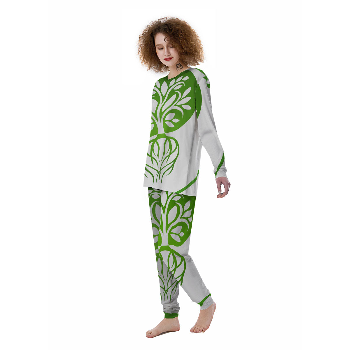 Tree Of Life Yin Yang Print Women's Pajamas-grizzshop