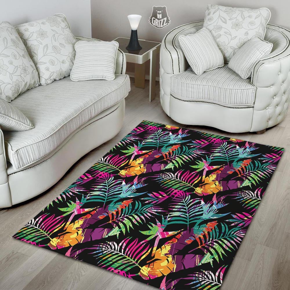 Tree Palm Trippy Print Pattern Floor Mat-grizzshop