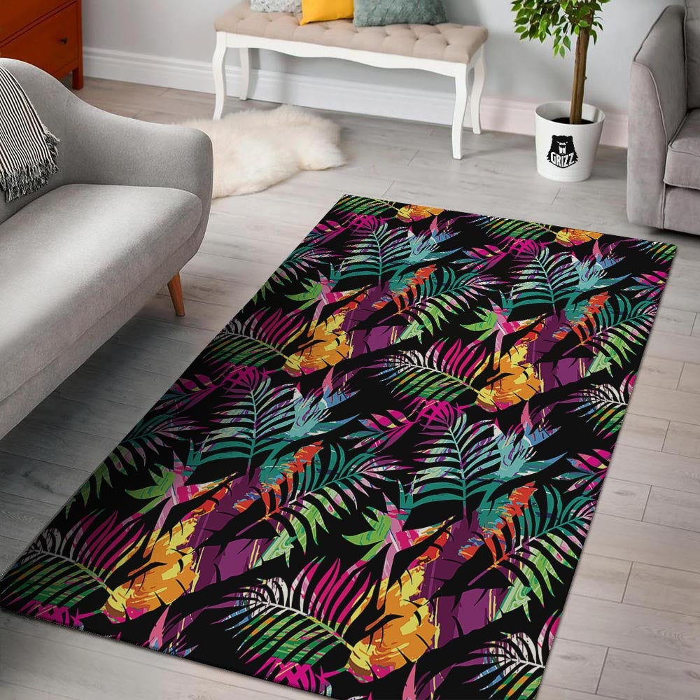 Tree Palm Trippy Print Pattern Floor Mat-grizzshop