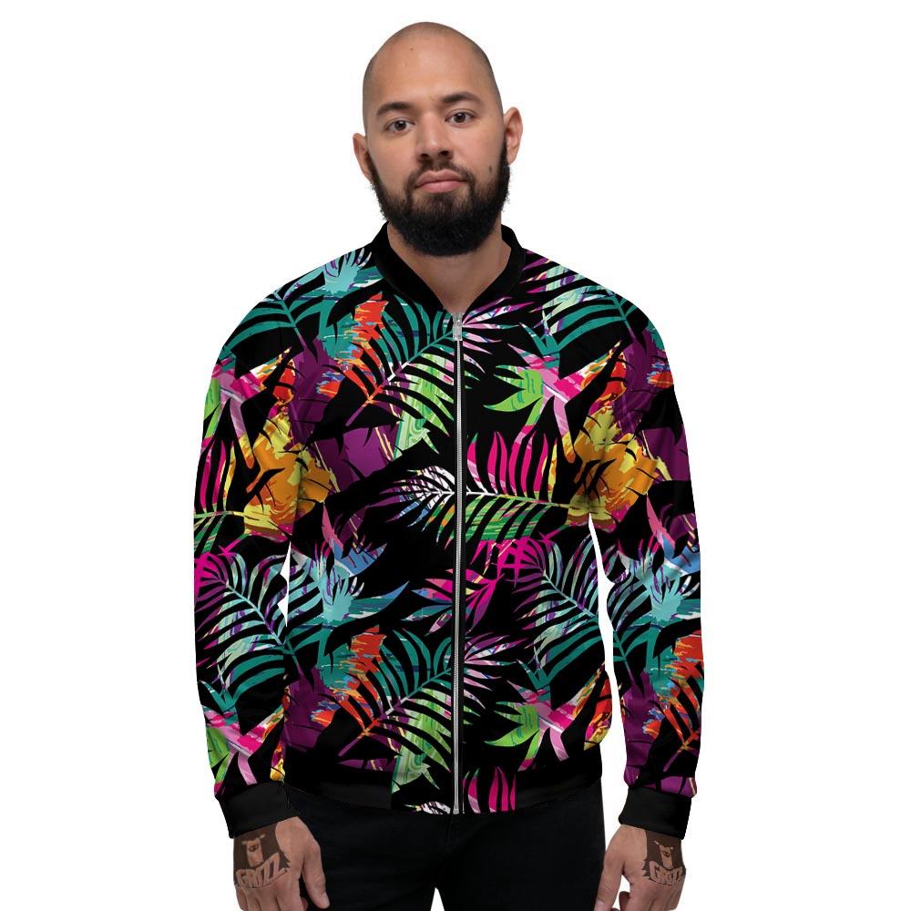 Tree Palm Trippy Print Pattern Men's Bomber Jacket-grizzshop