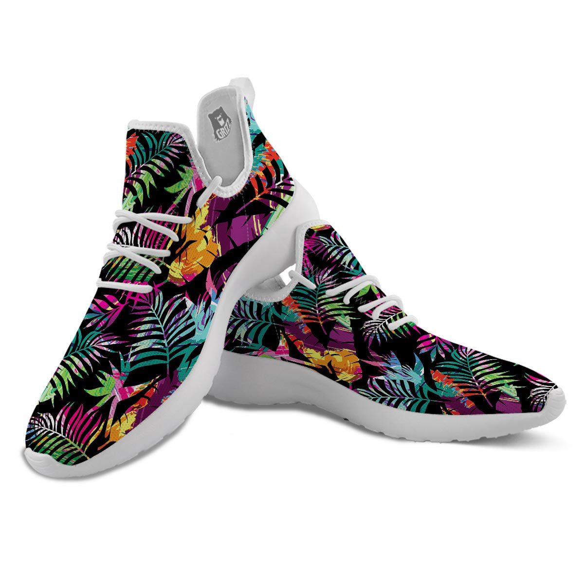 Tree Palm Trippy Print Pattern White Athletic Shoes-grizzshop