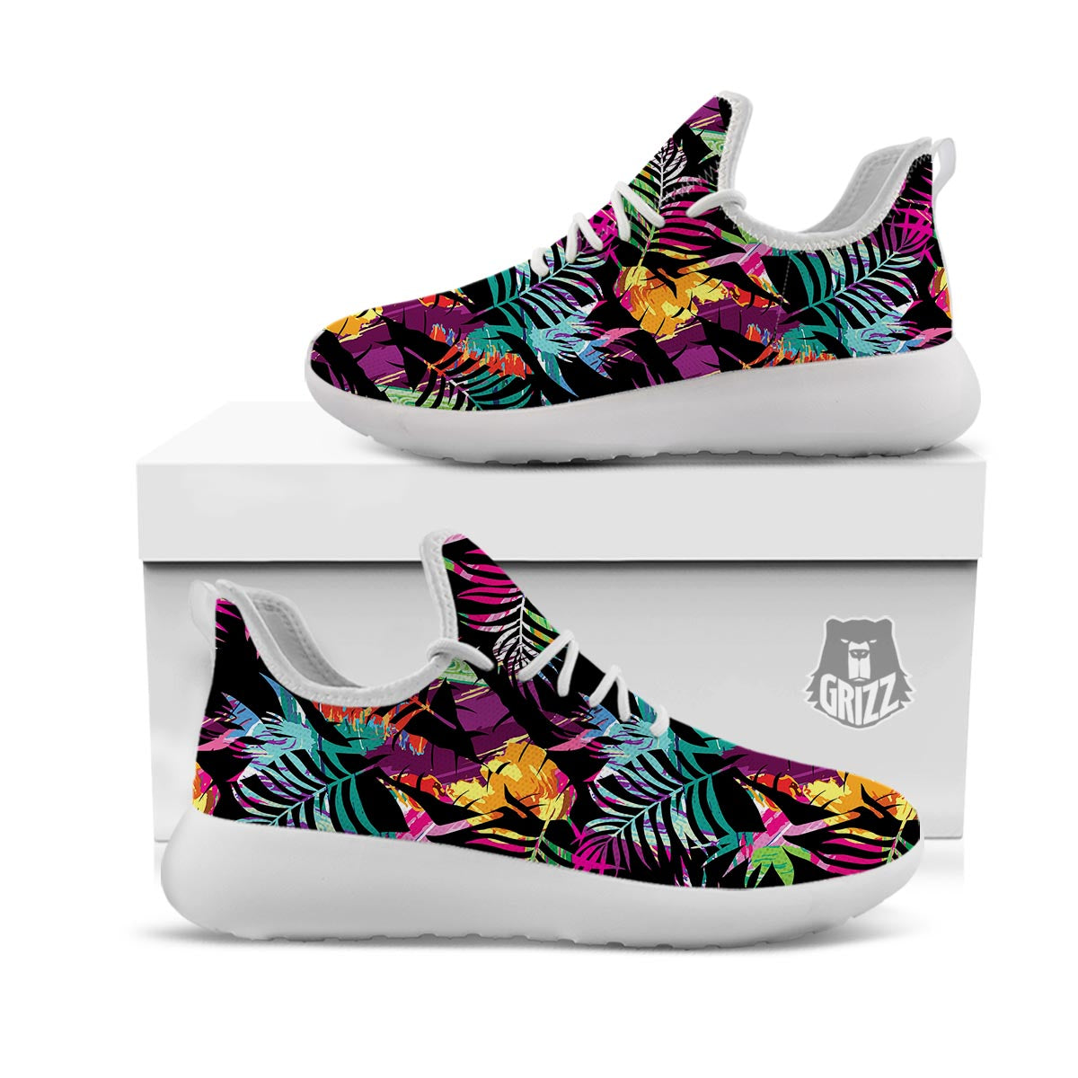 Tree Palm Trippy Print Pattern White Athletic Shoes-grizzshop