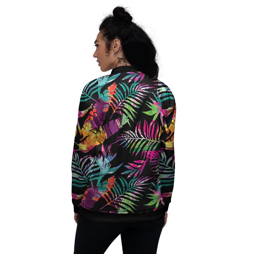 Tree Palm Trippy Print Pattern Women's Bomber Jacket-grizzshop