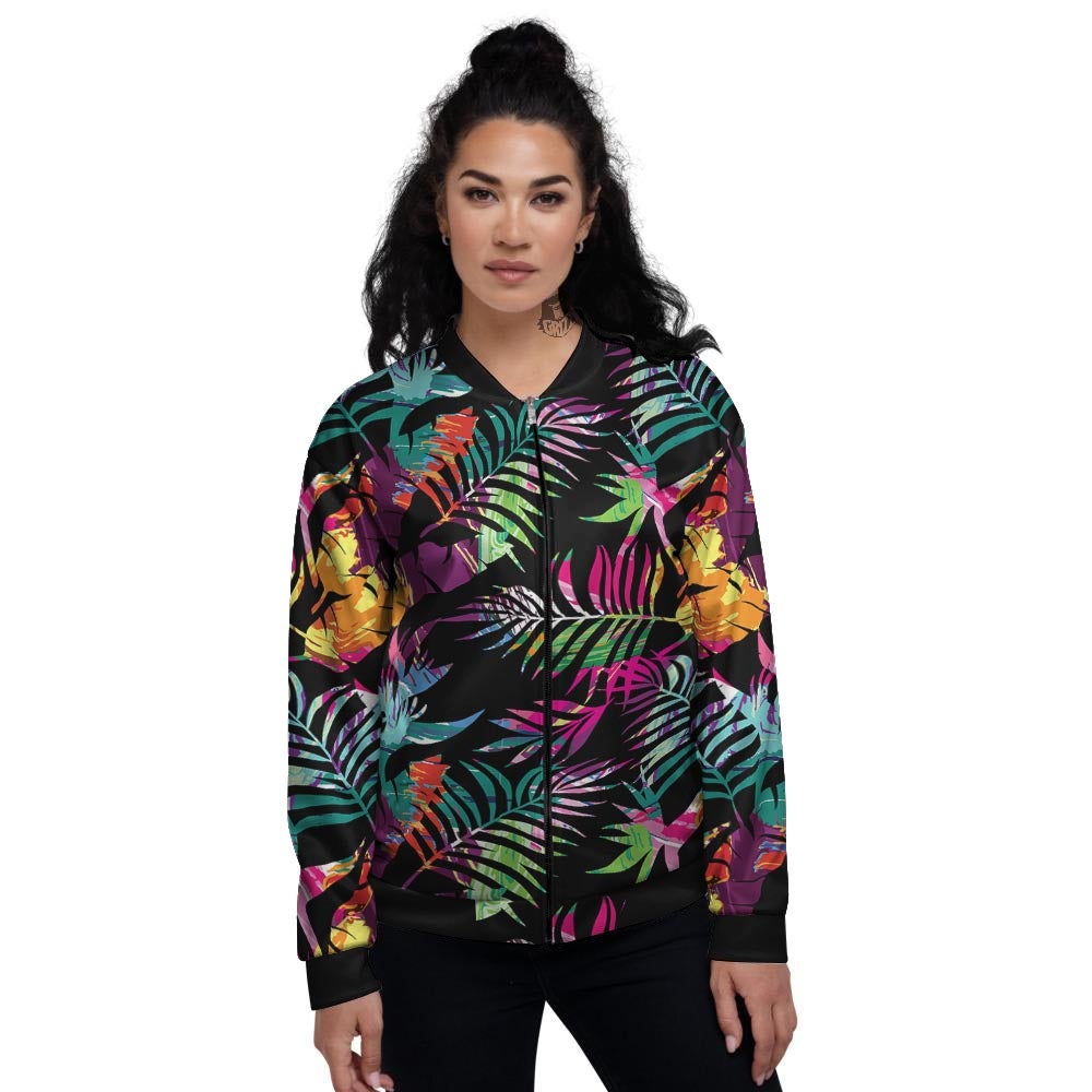 Tree Palm Trippy Print Pattern Women's Bomber Jacket-grizzshop