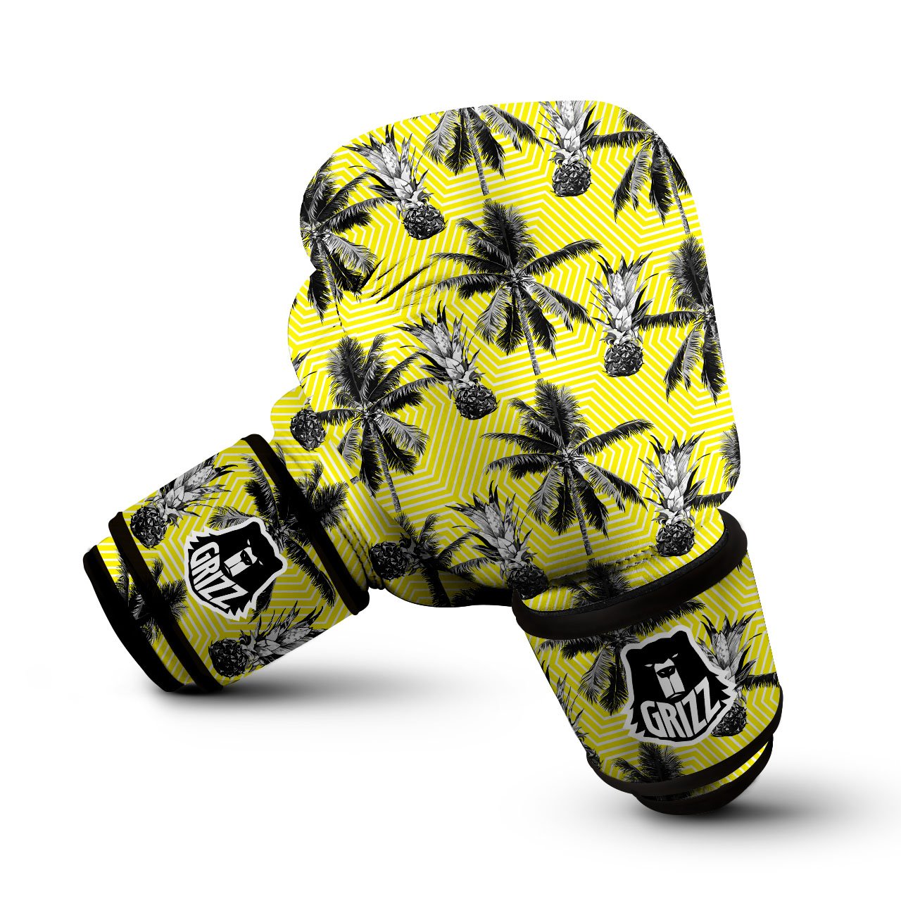 Tree Palm Yellow Print Pattern Boxing Gloves-grizzshop