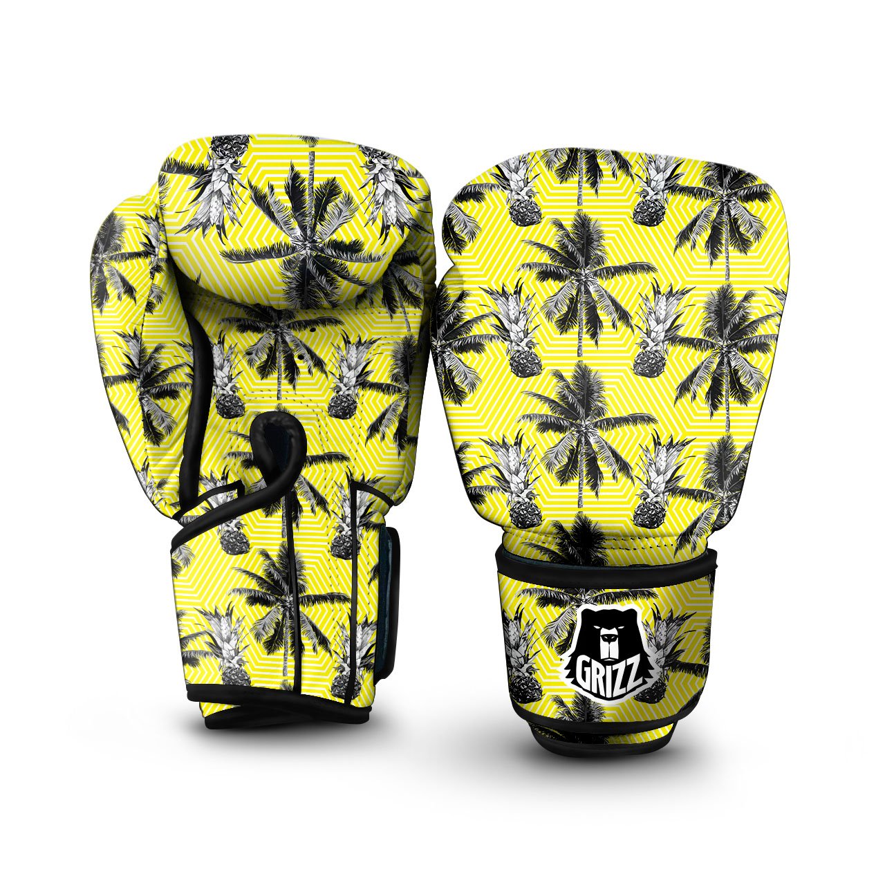 Tree Palm Yellow Print Pattern Boxing Gloves-grizzshop