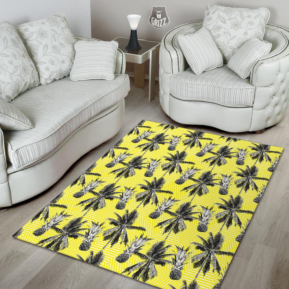 Tree Palm Yellow Print Pattern Floor Mat-grizzshop