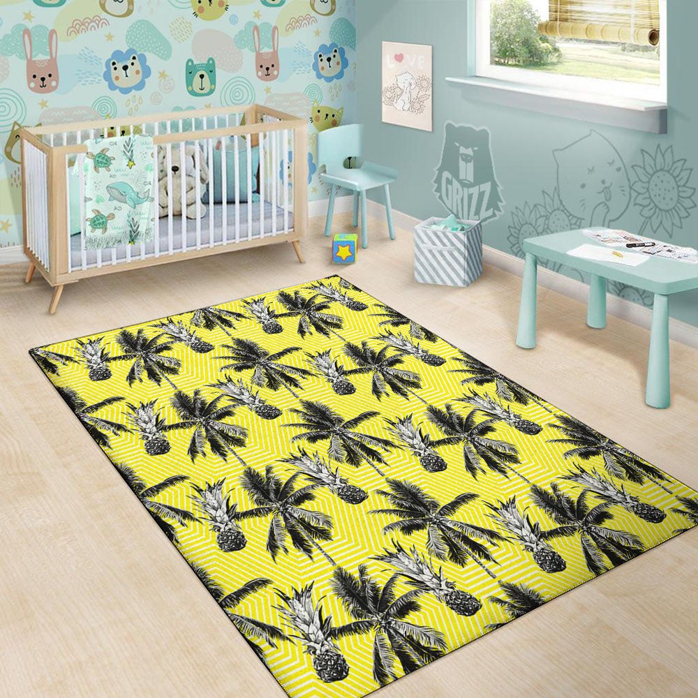 Tree Palm Yellow Print Pattern Floor Mat-grizzshop