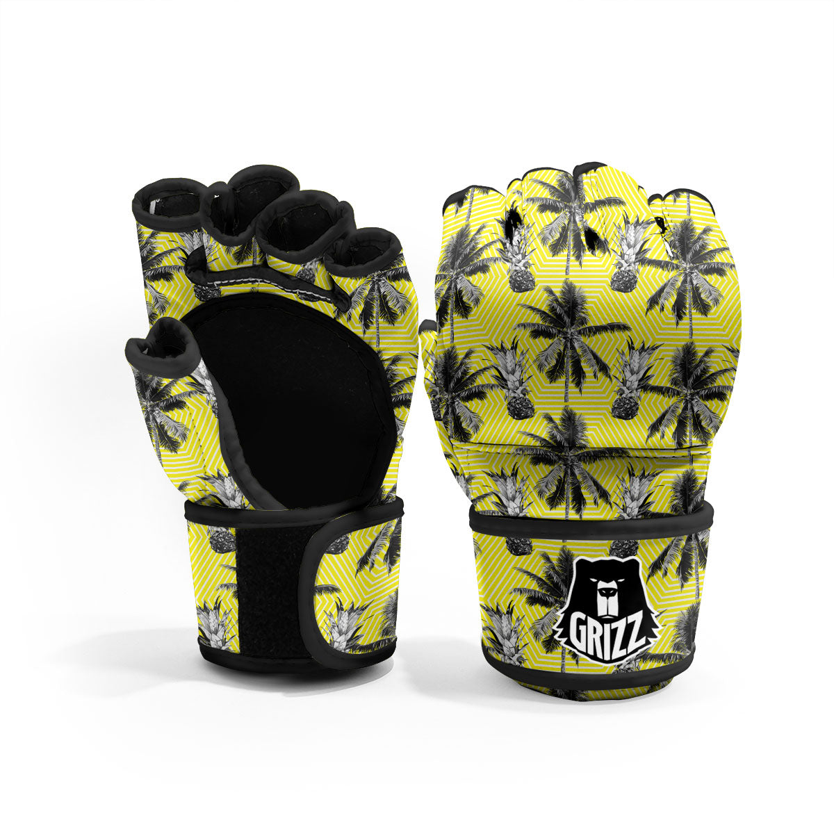 Tree Palm Yellow Print Pattern MMA Gloves-grizzshop
