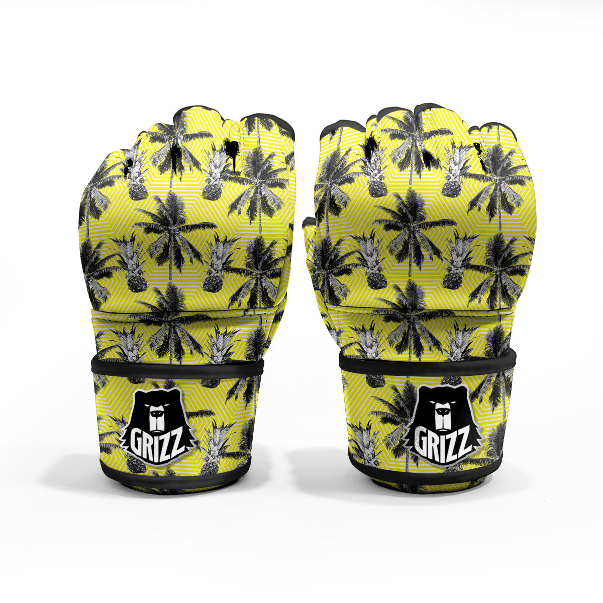 Tree Palm Yellow Print Pattern MMA Gloves-grizzshop