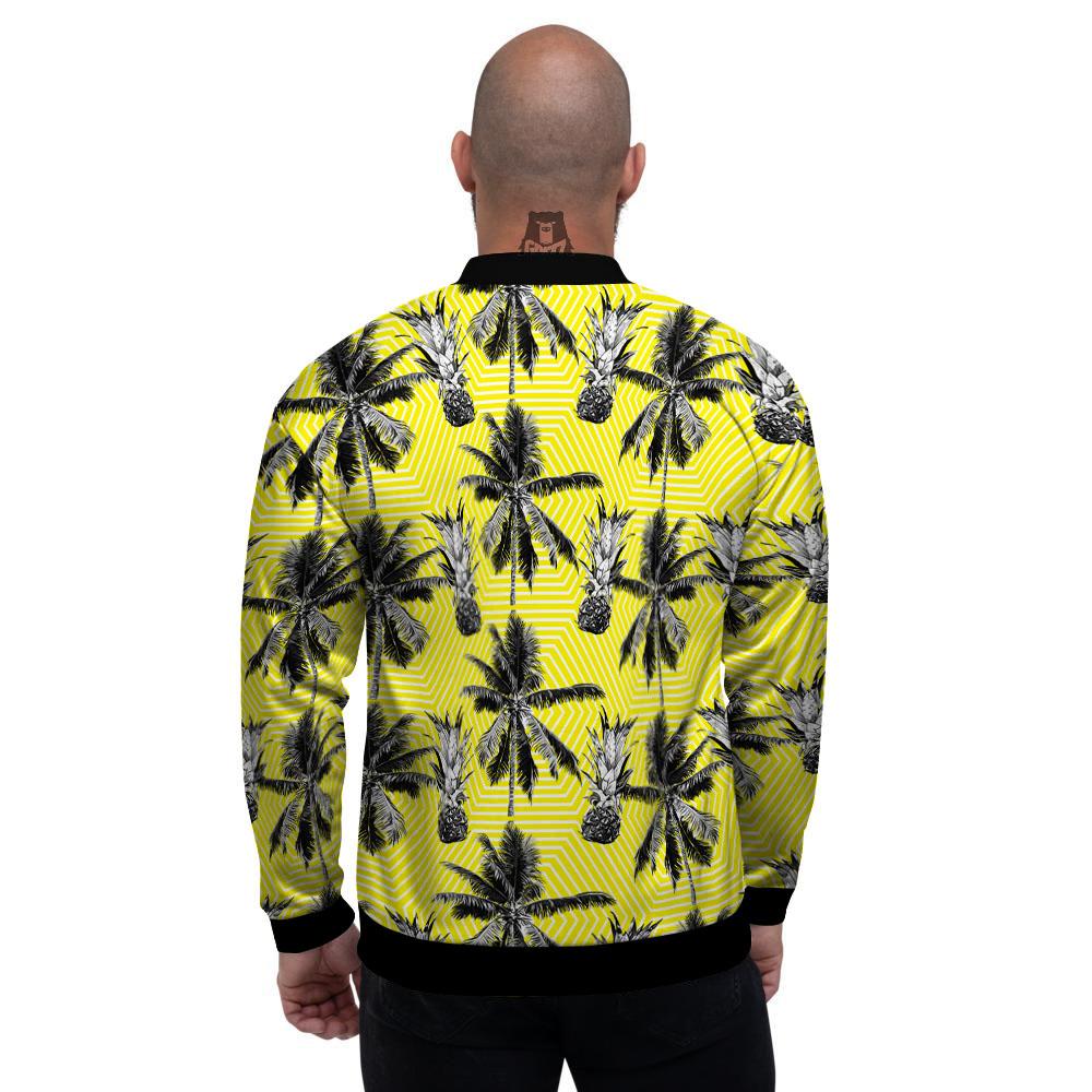 Tree Palm Yellow Print Pattern Men's Bomber Jacket-grizzshop