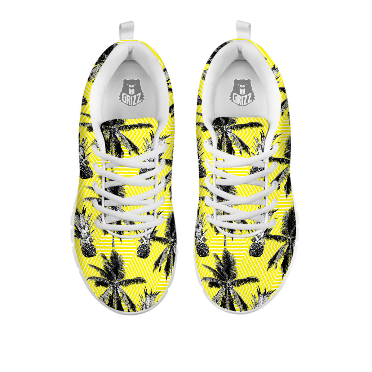 Tree Palm Yellow Print Pattern White Sneaker-grizzshop
