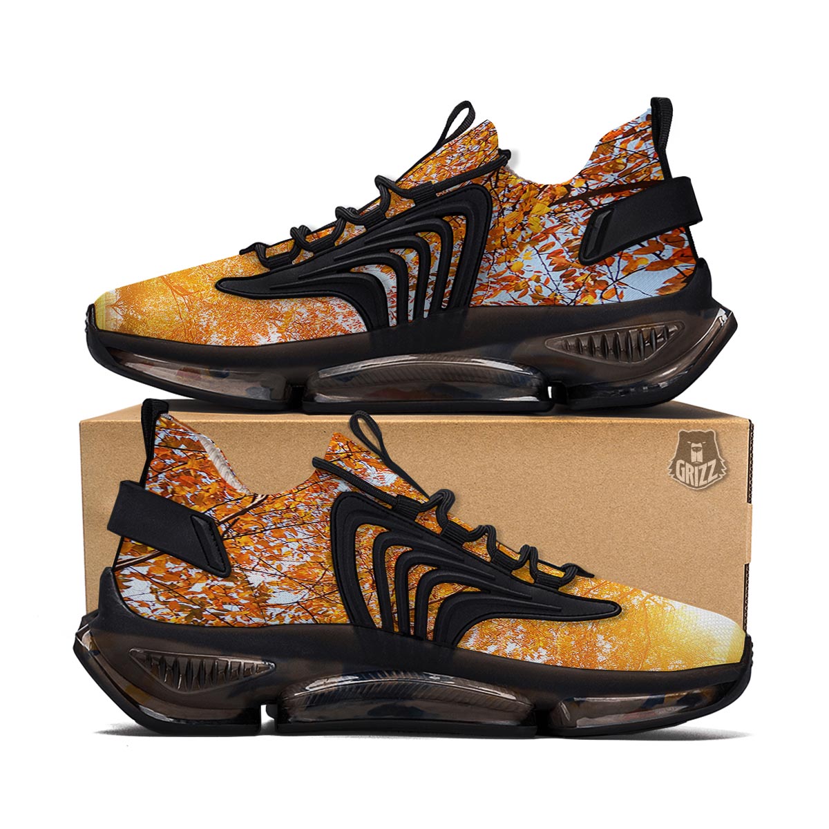 Tree Sunshine Autumn Print Black Gym Shoes-grizzshop
