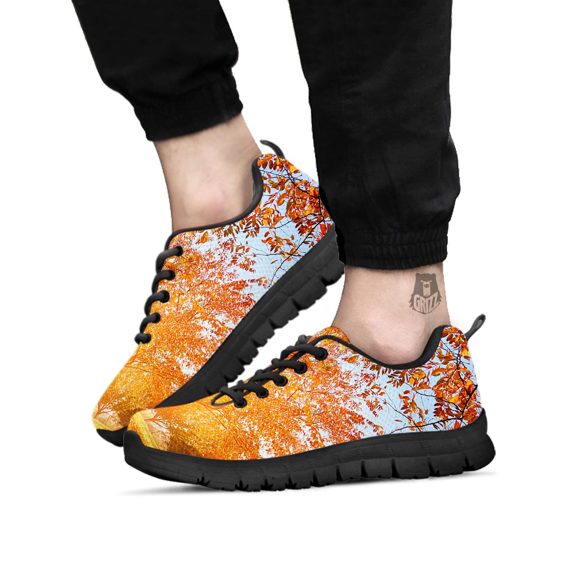 Tree Sunshine Autumn Print Black Sneaker-grizzshop