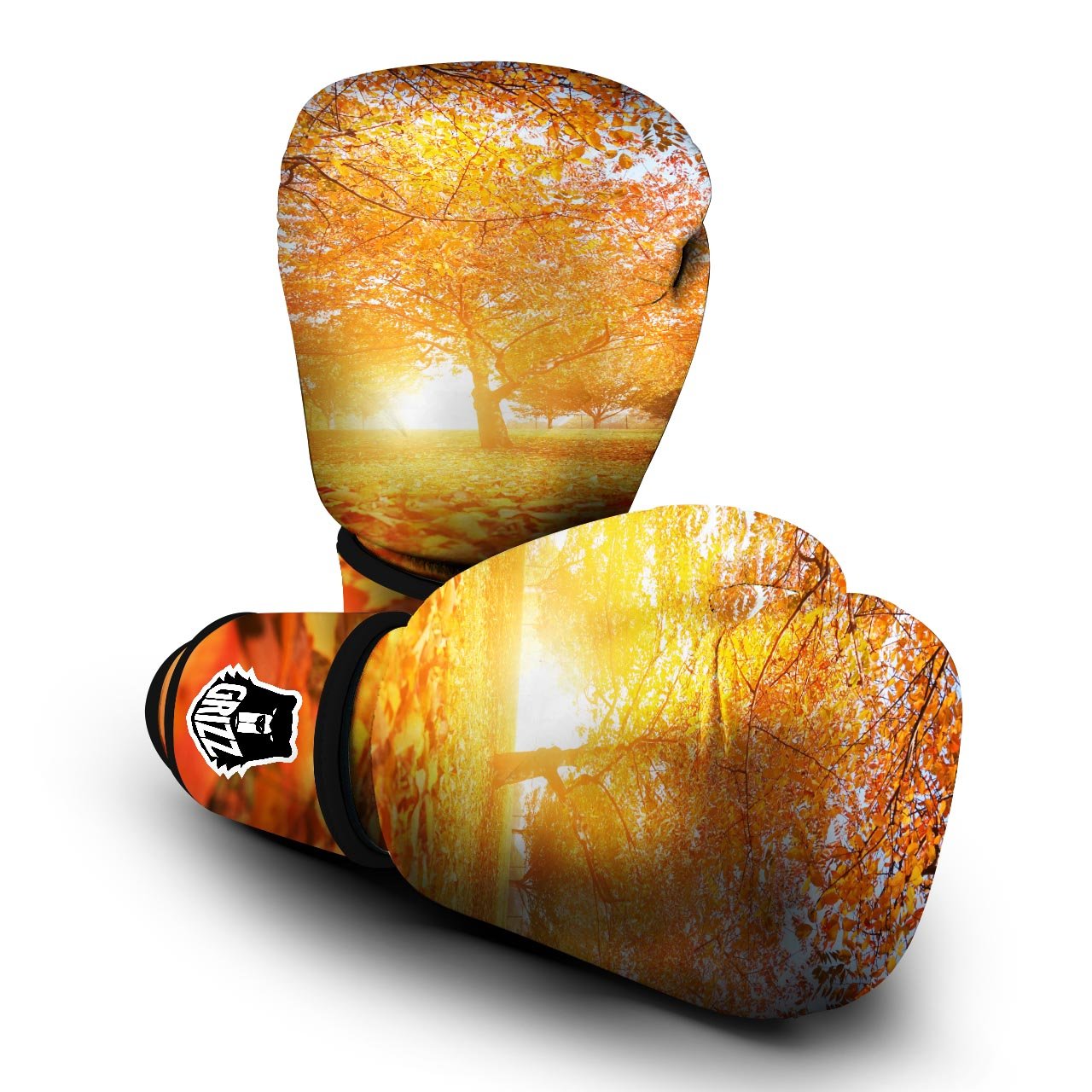 Tree Sunshine Autumn Print Boxing Gloves-grizzshop