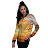 Tree Sunshine Autumn Print Women's Bomber Jacket-grizzshop