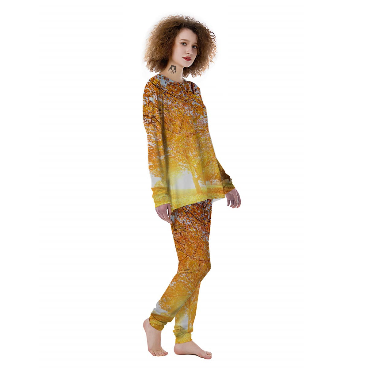 Tree Sunshine Autumn Print Women's Pajamas-grizzshop