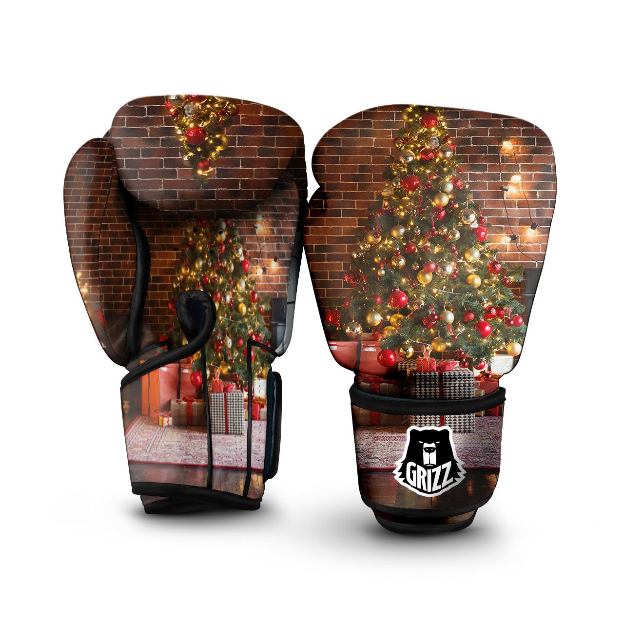 Tree Xmas Print Boxing Gloves-grizzshop