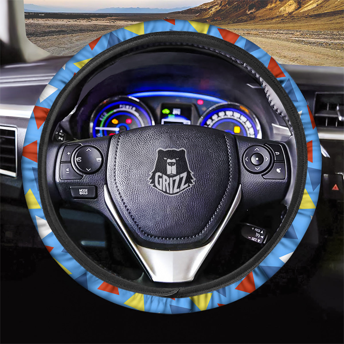 Triangle Autism Awareness Color Print Pattern Car Steering Wheel Cover-grizzshop