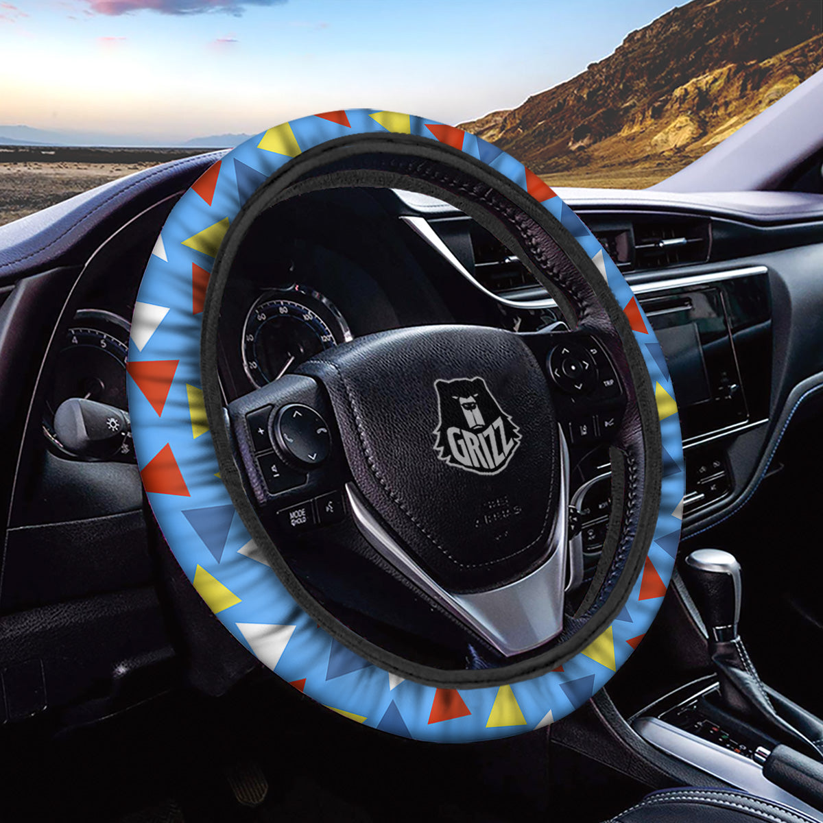 Triangle Autism Awareness Color Print Pattern Car Steering Wheel Cover-grizzshop