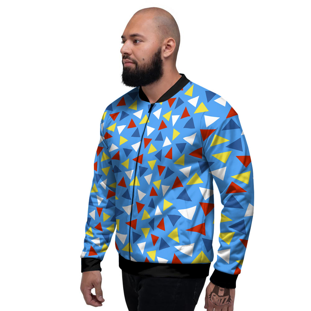 Triangle Autism Awareness Color Print Pattern Men's Bomber Jacket-grizzshop