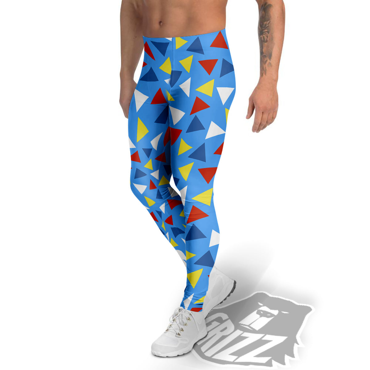 Triangle Autism Awareness Color Print Pattern Men's Leggings-grizzshop