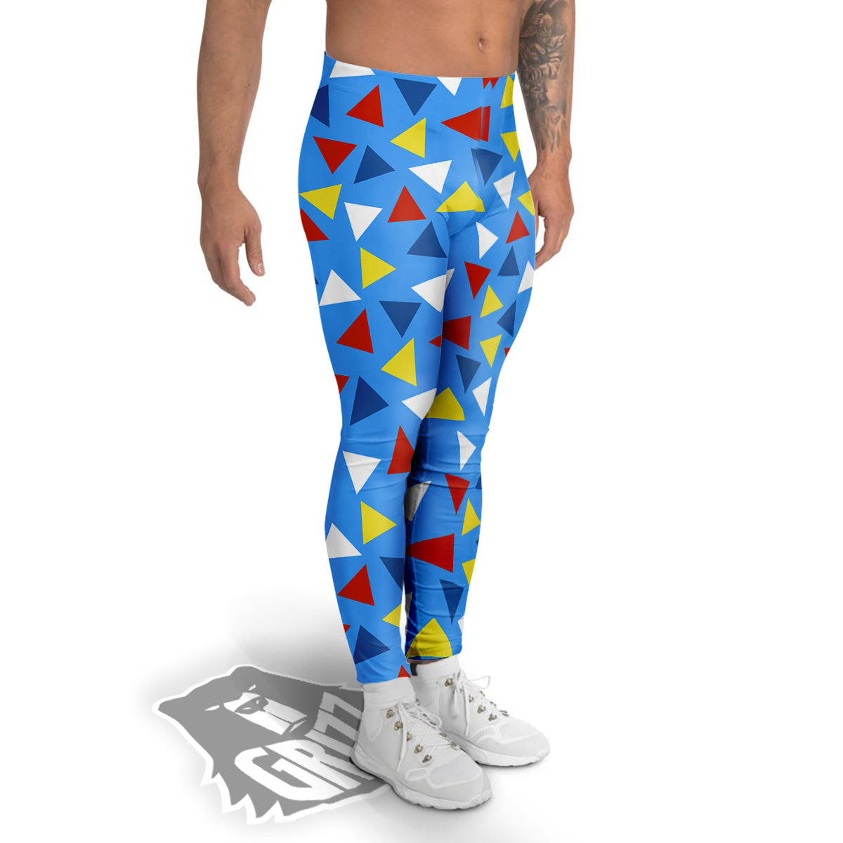 Triangle Autism Awareness Color Print Pattern Men's Leggings-grizzshop