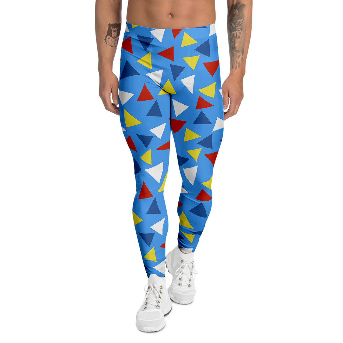 Triangle Autism Awareness Color Print Pattern Men's Leggings-grizzshop