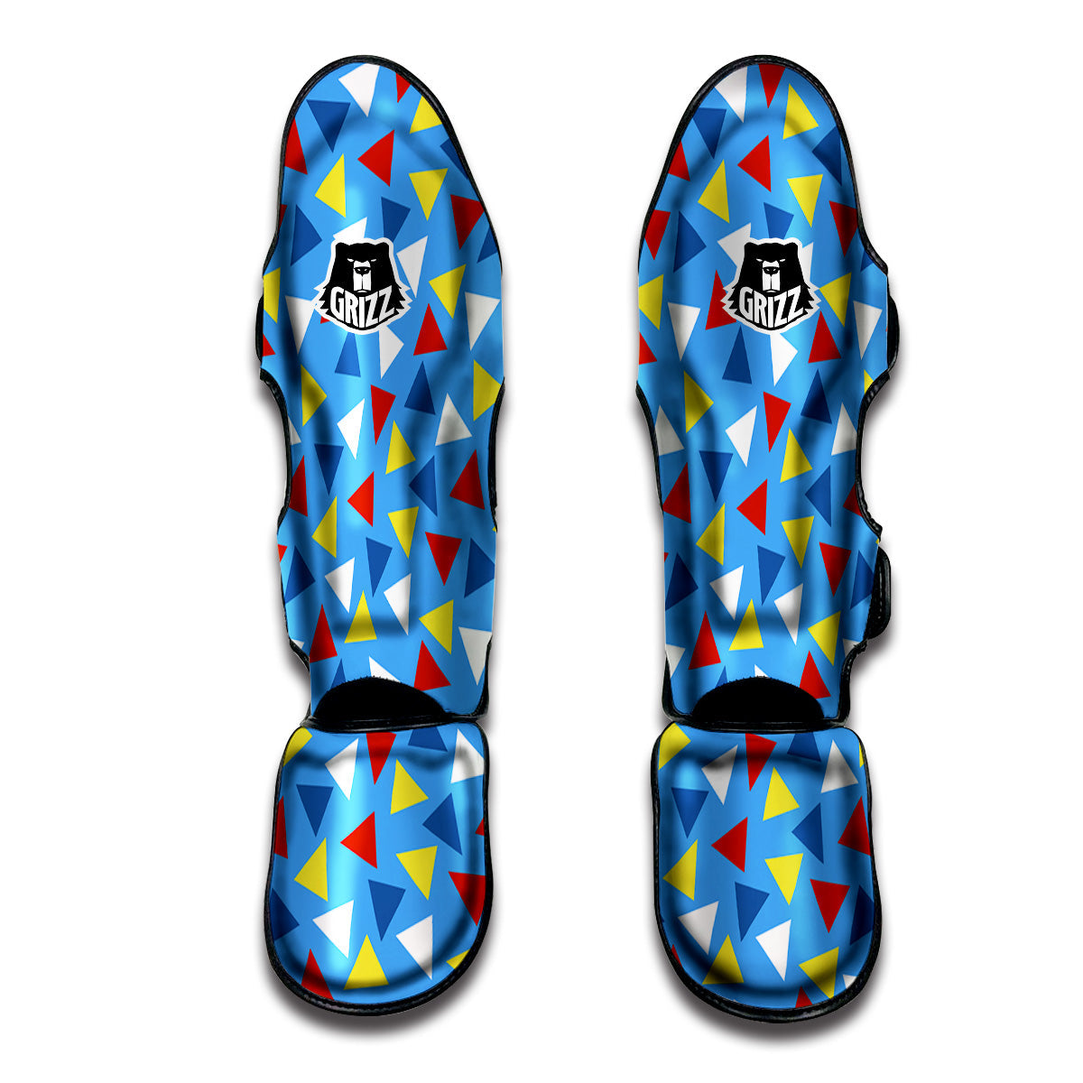 Triangle Autism Awareness Color Print Pattern Muay Thai Shin Guards-grizzshop