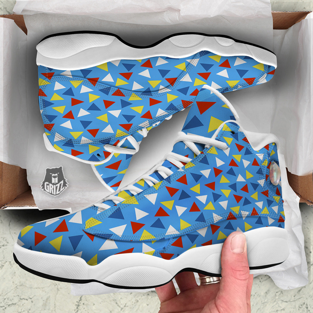 Triangle Autism Awareness Color Print Pattern White Basketball Shoes-grizzshop