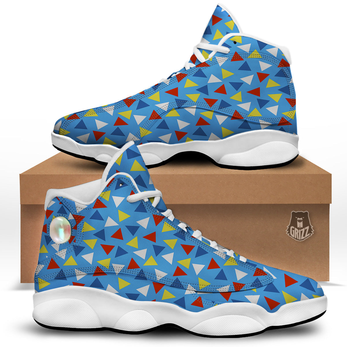 Triangle Autism Awareness Color Print Pattern White Basketball Shoes-grizzshop