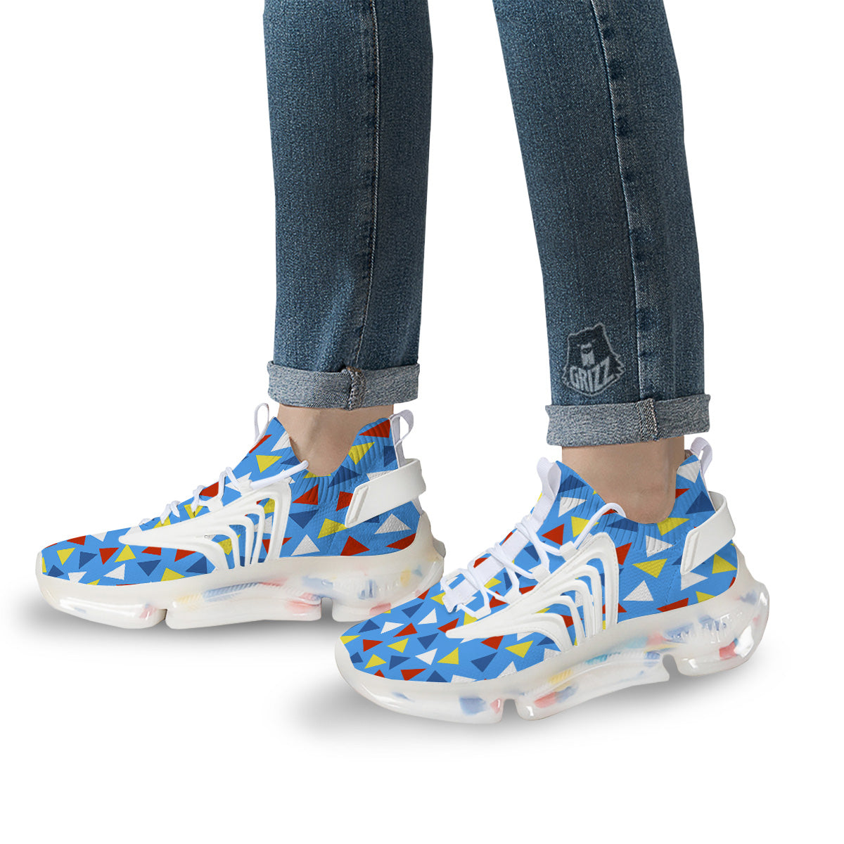 Triangle Autism Awareness Color Print Pattern White Gym Shoes-grizzshop