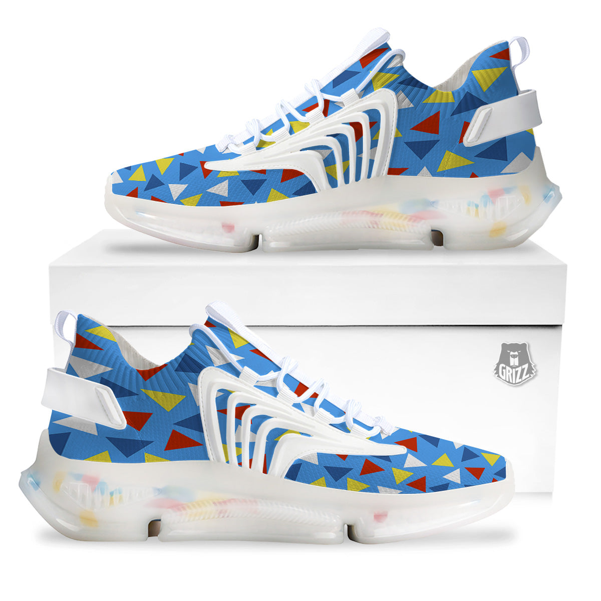 Triangle Autism Awareness Color Print Pattern White Gym Shoes-grizzshop