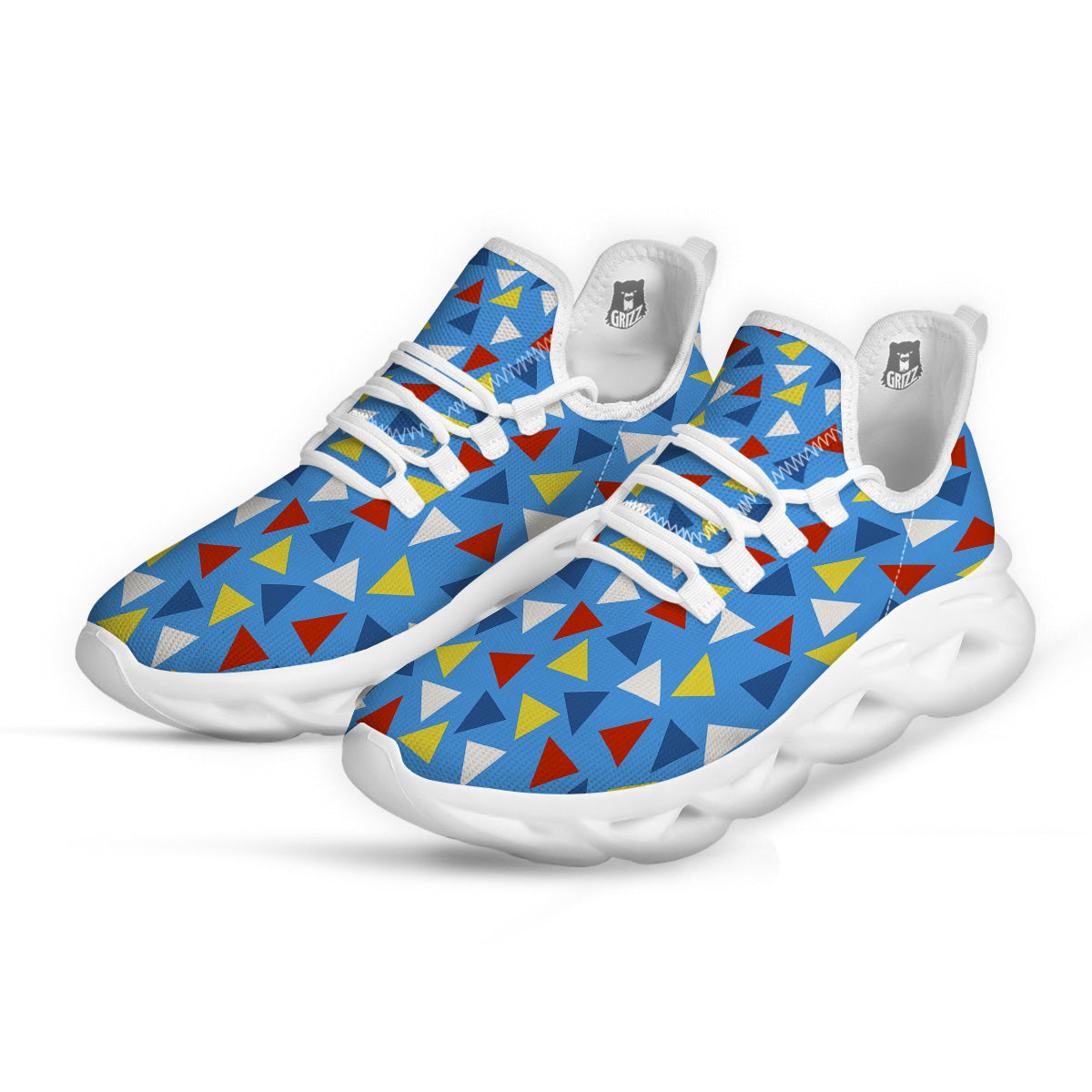 Triangle Autism Awareness Color Print Pattern White Running Shoes-grizzshop