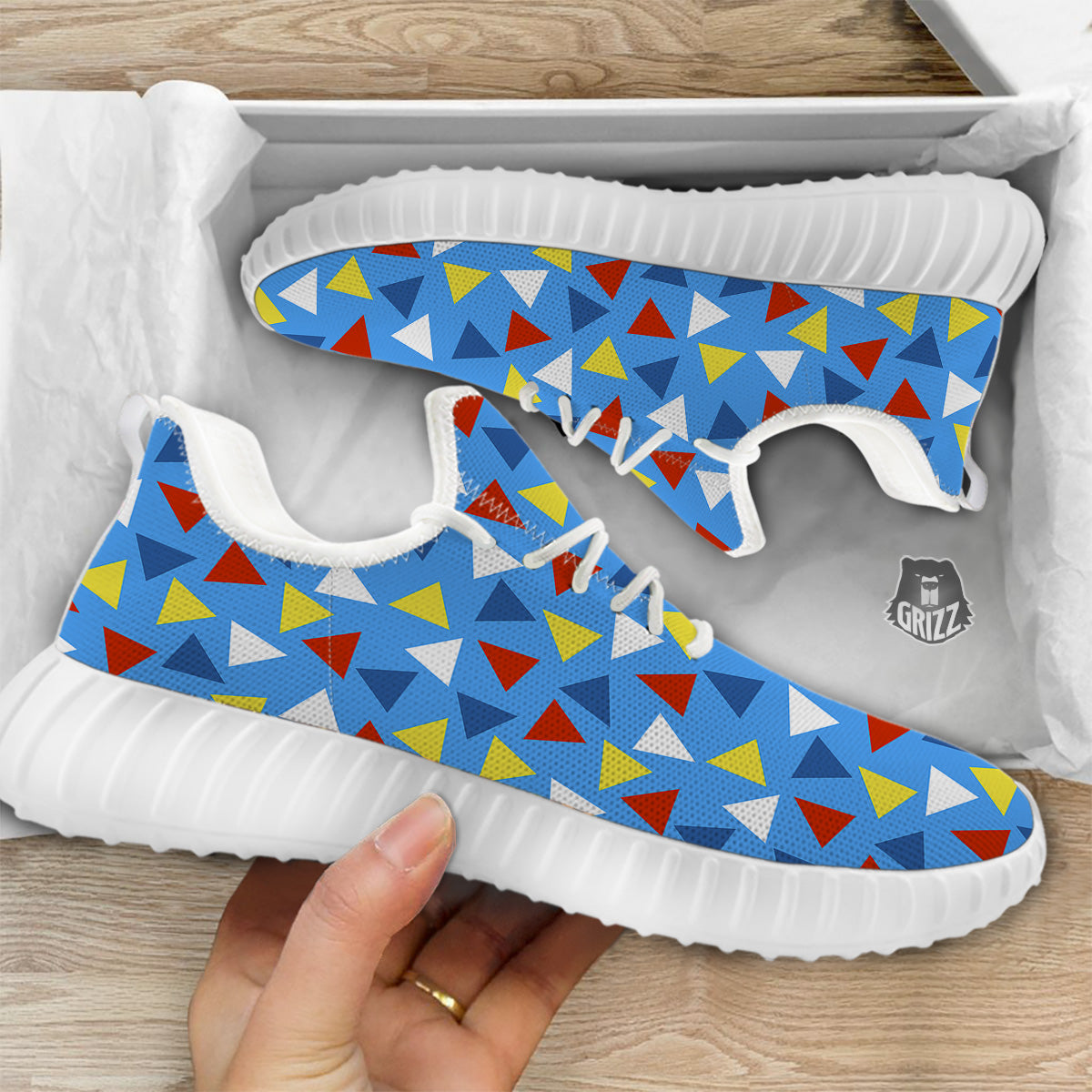 Triangle Autism Awareness Color Print Pattern White Walking Shoes-grizzshop