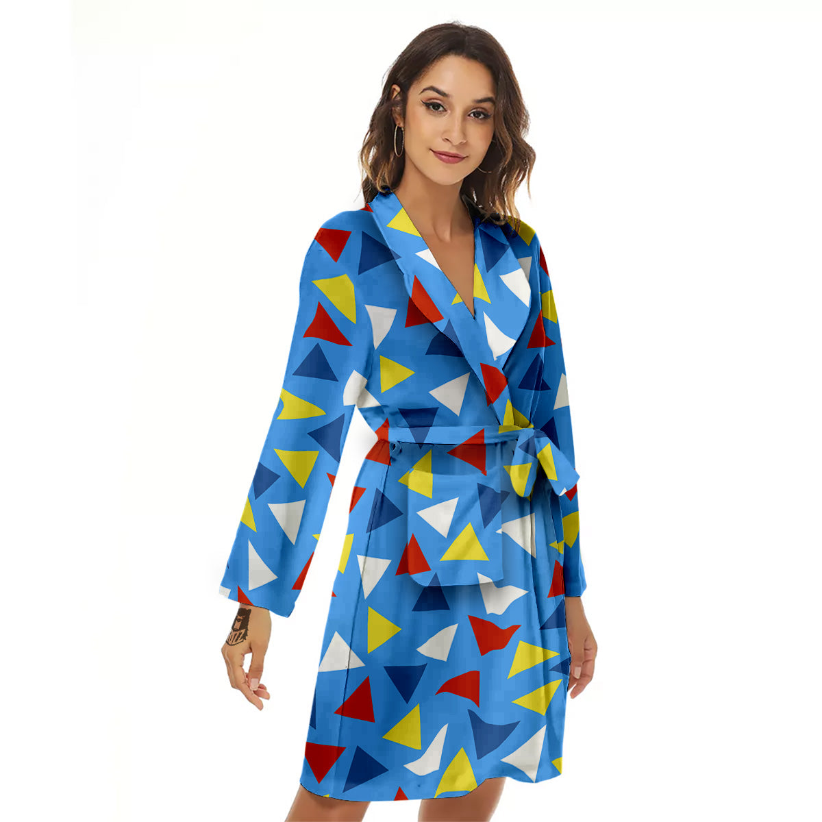 Triangle Autism Awareness Color Print Pattern Women's Robe-grizzshop