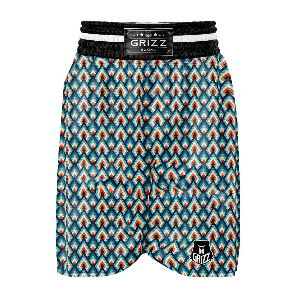 Triangle Blue Geometric Print Pattern Boxing Shorts-grizzshop